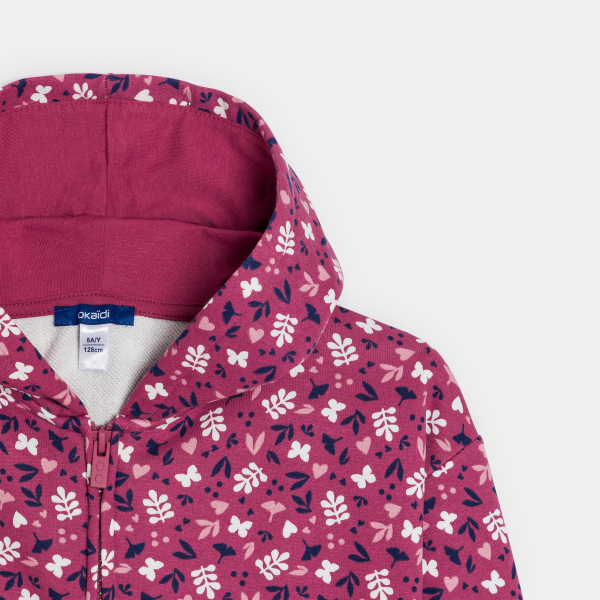 سويت شيرت بغطاء رأس مطبوع، بنفسجي اللون، للفتيات